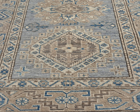 3x5 Kazak Gray Brown Hand Knotted Geometric Wool Area Rug